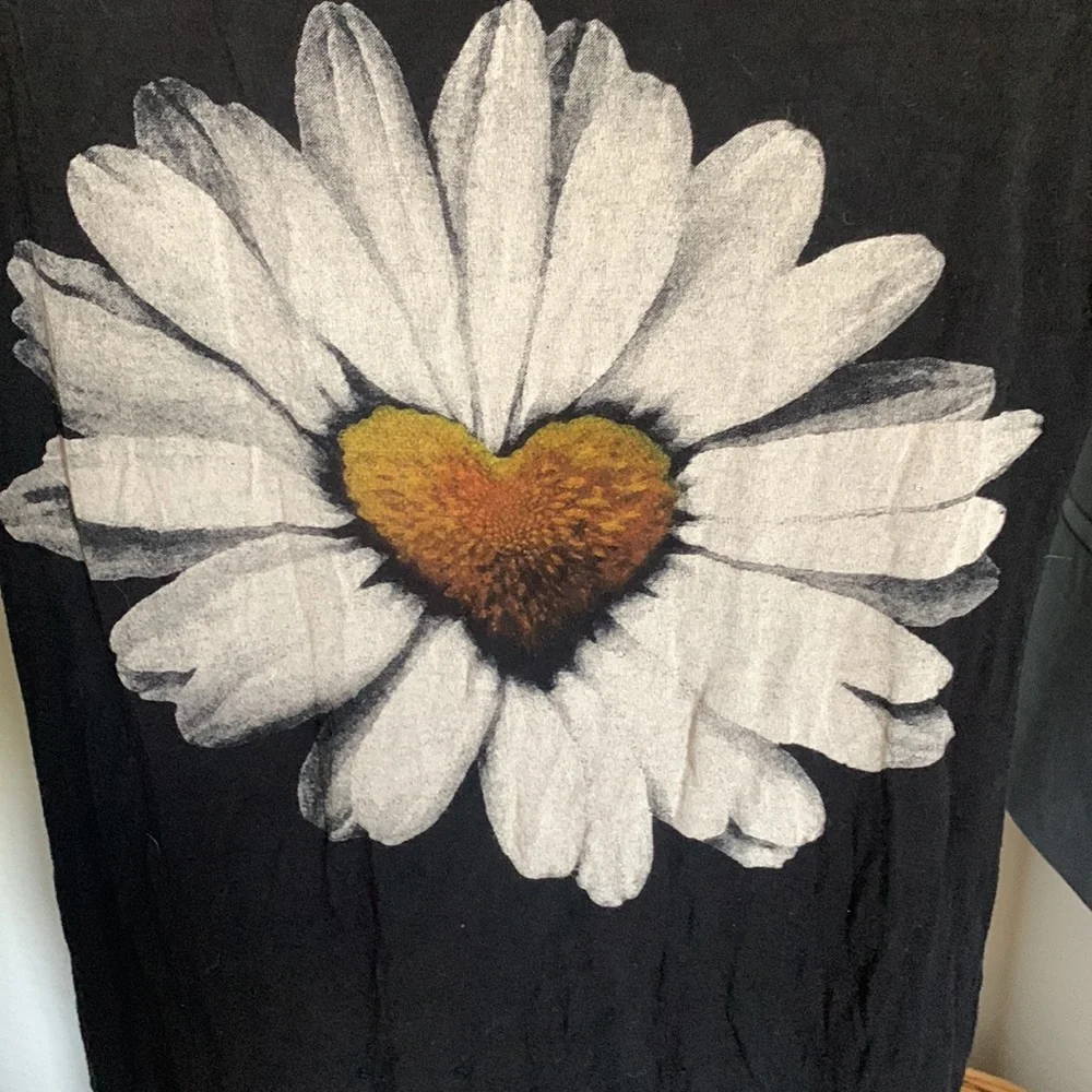 Vintage Midi black dress with beautiful sun flower S preowned - Picture 3 of 4